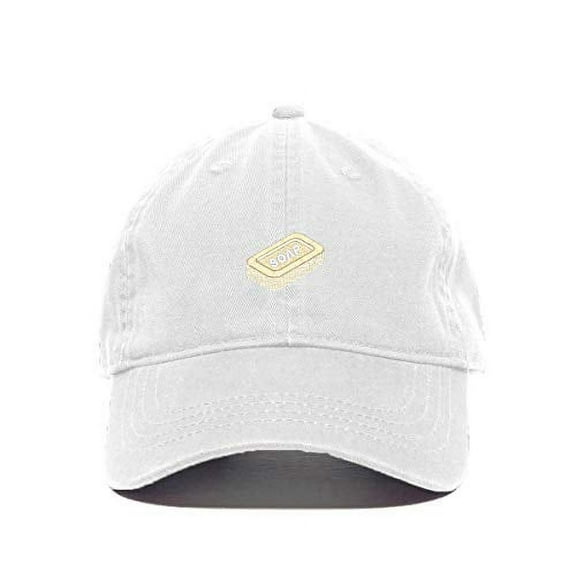 Hand Soap Baseball Cap Embroidered Cotton Adjustable Dad Hat White