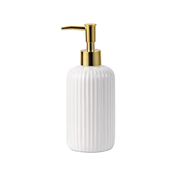 Hand Soap Dispenser Bathroom Accessories, Ceramic Dish Soap Dispenser for Kitchen Sink, Refillable Liquid Pump Bottle for Shampoo, Lotion, Conditioner White A