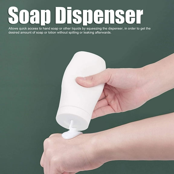 Hand Soap Dispenser for Bathroom, Squeeze Dish Soap Dispenser for Kitchen, Easy to Fill, Silicone Refillable Dish Washing Liquid Dispenser for Kitchen Bathroom, White