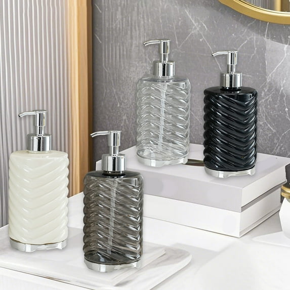 Hand Soap Dispenser Bottle 420ml | Refillable Plastic Pump | Modern Reusable Decor | For Bathroom Kitchen Toilet Countertop | Multi-Purpose Shampoo Oil Container | 6.81x2.87in