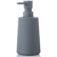 thumbnail image 1 of Hand Soap Dispenser Modern Striped Plastic Refillable Pump Bottle for Bathroom Kitchen Sink Countertop Organizer 9 oz Light Gray, 1 of 6
