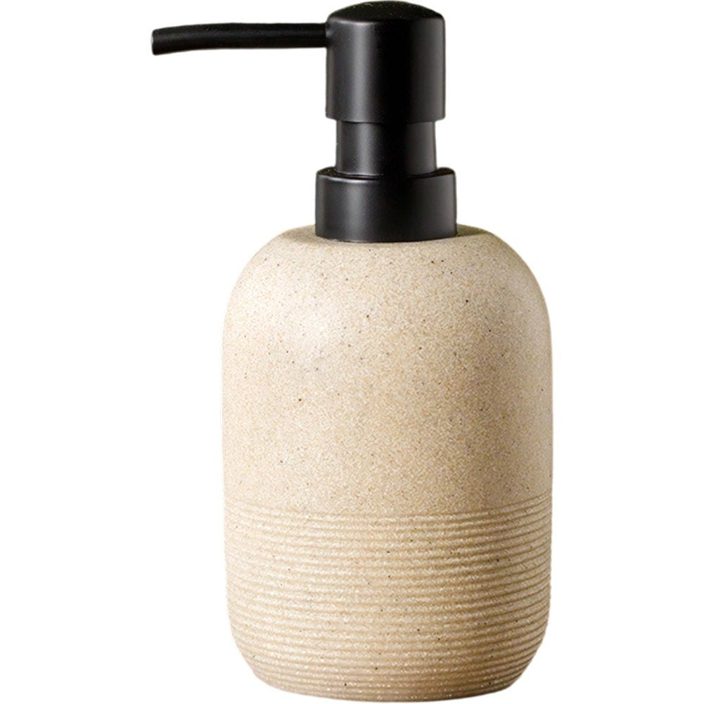 Hand Soap Dispenser - Sandstone Textured Resin Liquid Soap Dispenser for Bathroom & Kitchen Countertop, Matte Beige