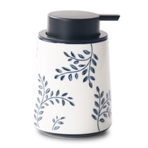 Hand Soap Dispenser for Bathroom, Ceramic Lotion Dispenser, Blue and White Leaf