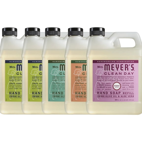 Hand Soap Refill, 2 Packs Lemon Verbena, 1 Pack Basil, Geranium, Peony, 33 OZ