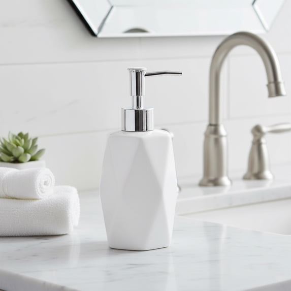 Evideco French Home Goods Diamond White Lotion Soap Dispenser Only Chic Mission 11 oz Commercial Soap & Lotion Dispensers