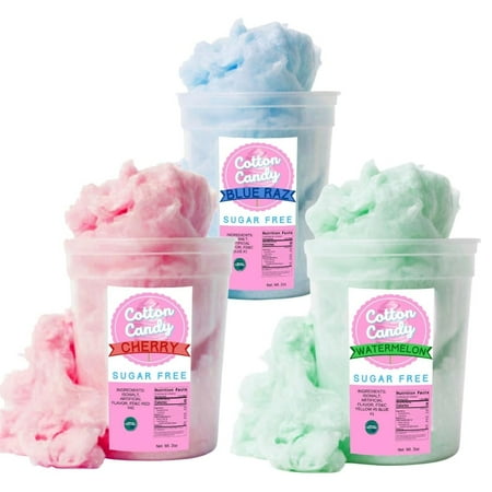 Hand Spun Sugar Free Cotton Candy Pack 1 (Blue Raz, Cherry, Watermelon)