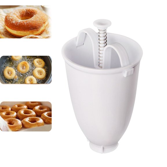 Hand Squeezed Donut Maker Dispenser Manual Batter Dropper, Food Grade Plastic Doughnut Pastry Mold, Multi-Purpose Reusable Tool for Homemade Donuts Pancakes Breakfast Snack DIY Baking