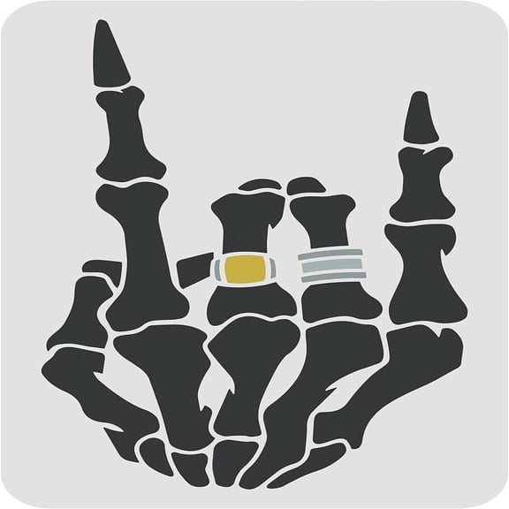 Hand Stencil 11.7x8.3 inch Rock Hand Stencils Plastic Hand with Ring Pattern Painting Stencil Reusable Decor StencilDIY