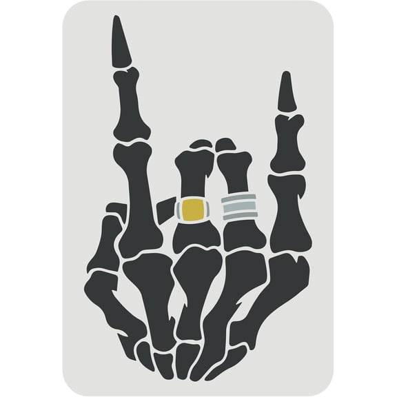 Hand Stencil 11.7x8.3 inch Rock Hand Stencils Plastic Hand with Ring Pattern Painting Stencil Reusable Decor Stencil