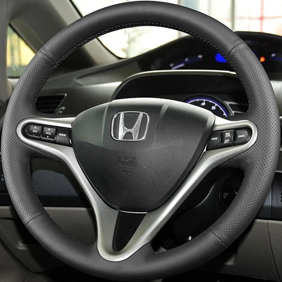 Hand‑Stitched Car Steering Wheel Cover, Custom Fit for Honda Fit Jazz City 2009‑2013, Insight 2010‑2014, Breathable Hand Sew Protective Wrap, Interior Decor Accessory for Vehicle Steering Wheel Refur