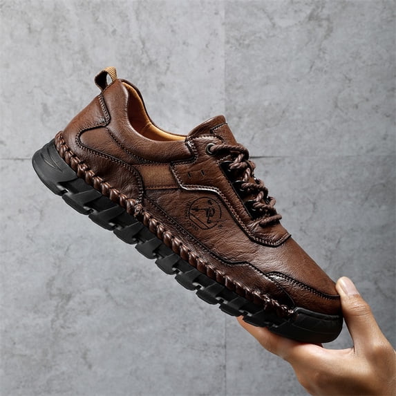 Hand-Stitched Leather Casual Walking Shoes