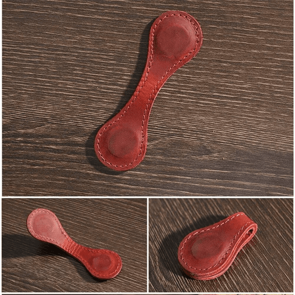 Hand Stitched PU Leather Magnetic Bookmark Handmade First Layer Cowhide Clips Traveler'S Notebook Decoration Red