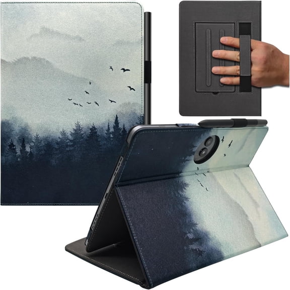 Hand Strap Case for 11.5"  NxtPaper 11 Plus (9469X) Tablet, PU Leather Bidirectional Multi-Angle Stand Cover with Auto Sleep & Wake/Elastic Pen Holder (Misty Forest)
