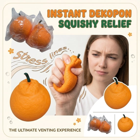 Hand Strengthening Ball, Slow Rising Stress Ball, Anxiety Relief Items Fidget, 4 in Citrus Shape, Sensory Stimulation, office decompression, Dark Green Stem, 1 Pc