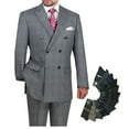 thumbnail image 1 of Hand Tailored 2pc Men's Glen Plaid Pattern Suit, Blazer & Pants w/1 Pair of Socks - Charcoal Gray 48R, 1 of 2