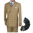 thumbnail image 1 of Hand Tailored 2pc Men's Glen Plaid Pattern Suit, Blazer & Pants w/1 Pair of Socks - Mocha 42R, 1 of 2