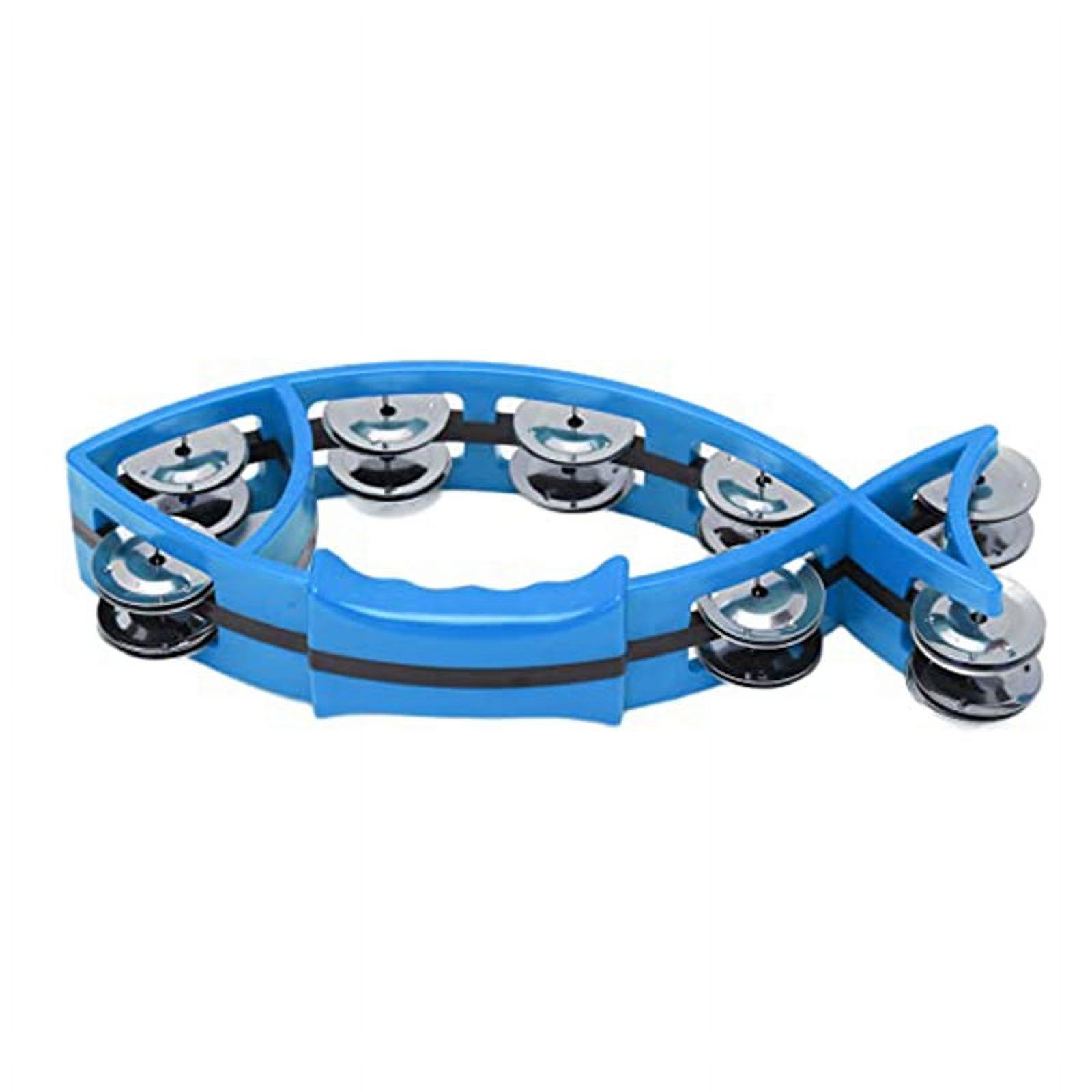 Hand Tambourine Bell Fish Shaped Hand Bell ABS Metal Double Tambourines