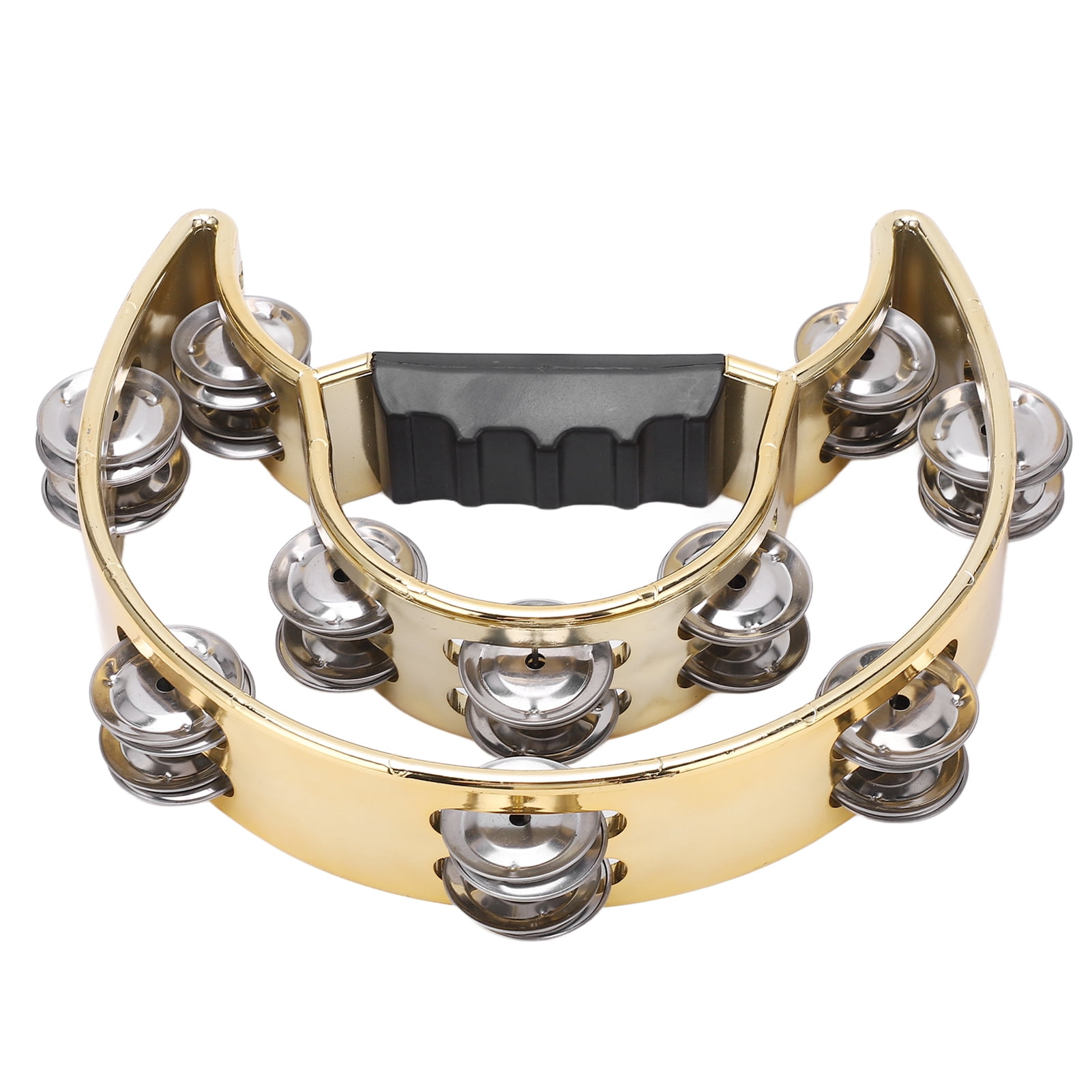 Hand Tambourine,Double Row Metal Tambourine With Plating Bells