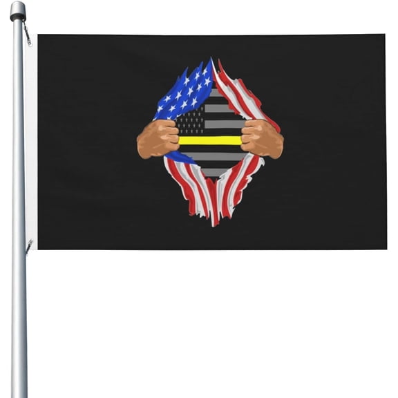 Hand Tear United States Security Officers And Loss Prevention Personnel Thin Yellow Line Flag 3x5 Ft Banner Outdoor Double-Sided Garden Patio Indoor Holiday Party Decoration 3by5