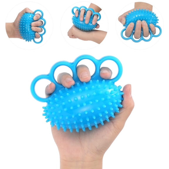 Hand Therapy Exercise Ball for Grip Strength and Flexibility, Finger Resistance Trainer for Stress Relief, Hand Rehabilitation Squeeze Ball, Blue