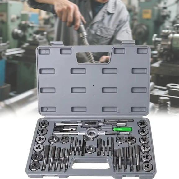 Hand Thread Tap Die Set, Screw Thread Plug Taps Threading Wrench Tool Kit, 40Pcs Thread Dies with Portable Storage Case