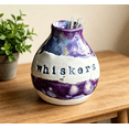 thumbnail image 1 of Hand-Thrown Whiskers Keepsake Vase, Handmade Ceramic Pet Whisker Holder, Feline Fur Keepsake Memorial Jar (Purple), 1 of 6