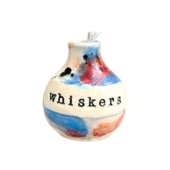 Hand‑Thrown Whiskers Keepsake Vase, Handmade Pet Whisker Keepsake Vase, Ceramic Cat Whisker Holder, Pet Whisker Collector Jar, Thoughtful Feline Lover Pet Fur Keepsake Memorial Gift