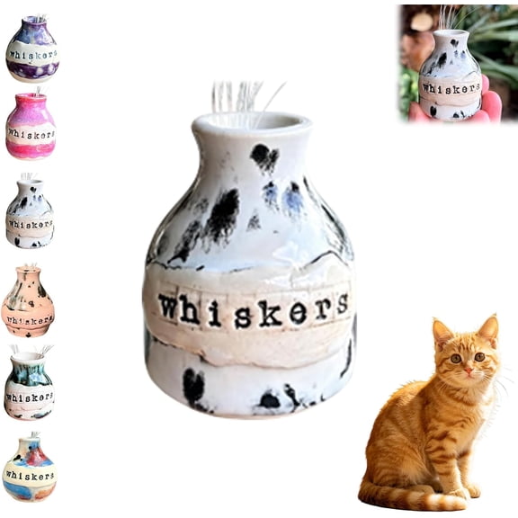 Hand Thrown Whiskers Keepsake Vase, Small Vase for Cat Whisker Holder, Resin Decorative Vase for Home Decor, Pet Fur Keepsake Jar, Memorial Gift for Cat Lovers