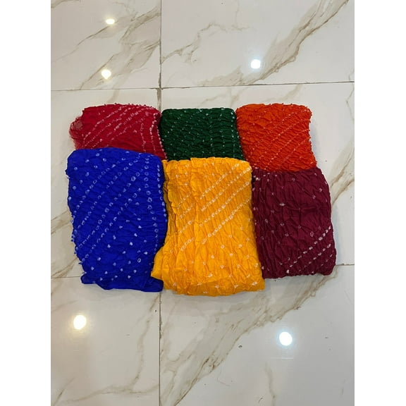 Hand Tie-Dyed Bandhej Silk Dupatta - Ideal for Special Occasions & Gift Giving- Indian Traditional Scarf- Summer Uses Scarf