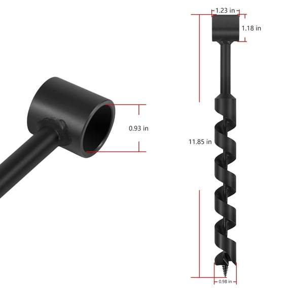 Hand Tool Wood Auger Bit 1 Inch with Scotch Eye for Camping Shelter and Carpentry, 12 Inch Long, Heavy Steel, Rugged Matte Finish, 1-Pack