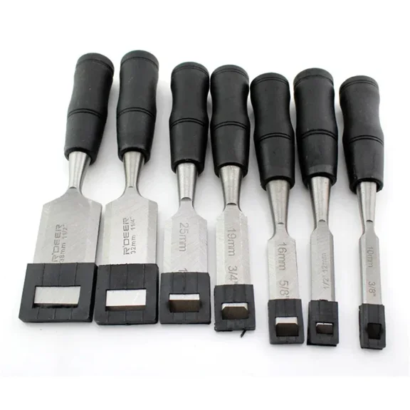 Hand Tool Wood Chisel Carbon Steel Chisel with Hammer End and Anti-Slip Handle Carpentry Tools Woodworking Chisel 19/25/32/38mm