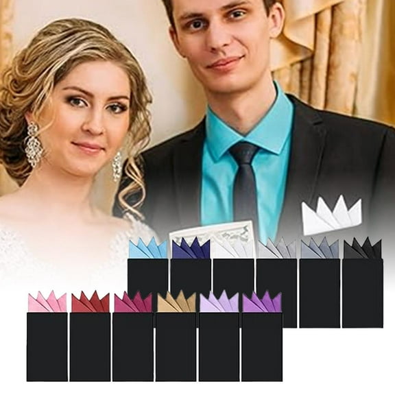 [Hand Tools Kits] 12Pcs/Set Pocket Squares for Men Prefolded Suit Pocket Squares on Card Masculine Polyester Handkerchief Suit Accessories