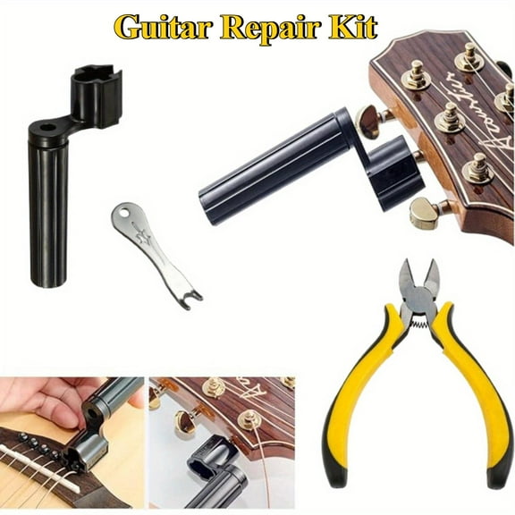 [Hand Tools Kits] Pack of 3 Guitar Repair Tools Including 2 in 1 String Winder,String Cutter and Pin Puller for Acoustic Electric Bass,Guitar Repair Kit tools