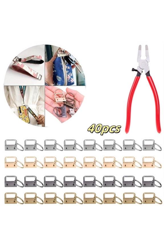 [Hand Tools Kits] A Set of 40 Wristlet Keychains with Pliers,1 Inch Lanyard Hardware for Custom Keychains,Wristlet,Straps,Lanyards,Suitcases and Other DIY Craft