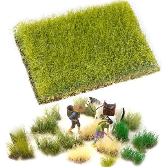 Hand Torn Model Grass Tufts for Miniature Scenery Applicable for N & HO Scale for Train Layouts, Diorama Supplies, and Architectural Models(Light Green)