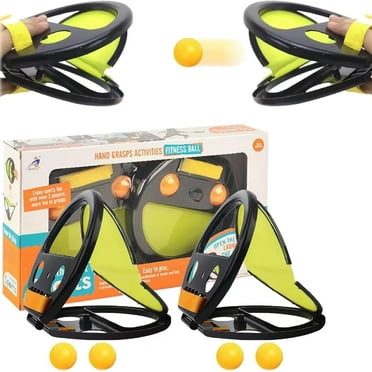 Hand Toss Ball Throw Catch Toy, 2024 New Mutual Toss And Catch Ball Game Set, 4 Ball Toss And 2 Catch Beach Toys, (2 Black+4 Ball)