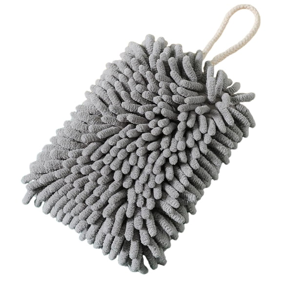Hand Towel, Absorbent Quick Drying Kitchen Towel with Hanging Loop, Soft Microfiber Washcloth for Bathroom (1Pcs, Grey)