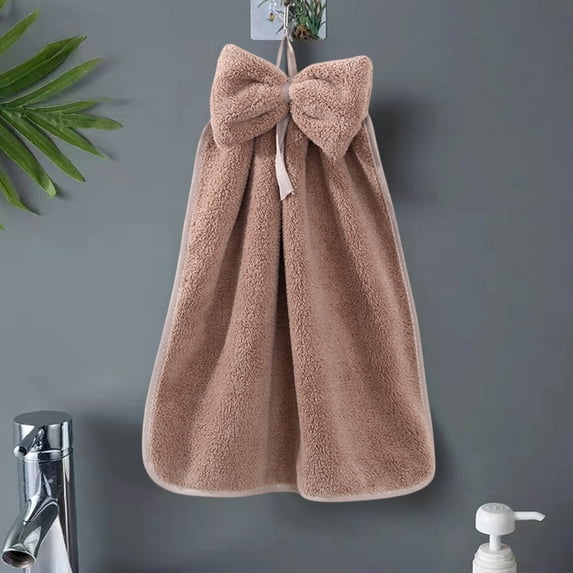 Hand Towel, Bow Design Hangable Towel, Fleece Soft Absorbent Towel, Kitchen Bathroom Towels, Holiday Mother's Day Gift, Polyester Material, Multi Purpose, No Hair Loss, Easy to Hang