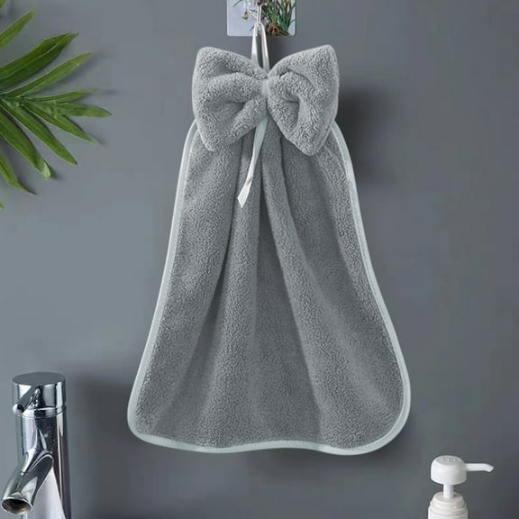 Hand Towel, Bow Design Hangable Towel, Fleece Soft Absorbent Towel, Kitchen Bathroom Towels, Holiday Mother's Day Gift, Polyester Material, Multi Purpose, No Hair Loss, Easy to Hang