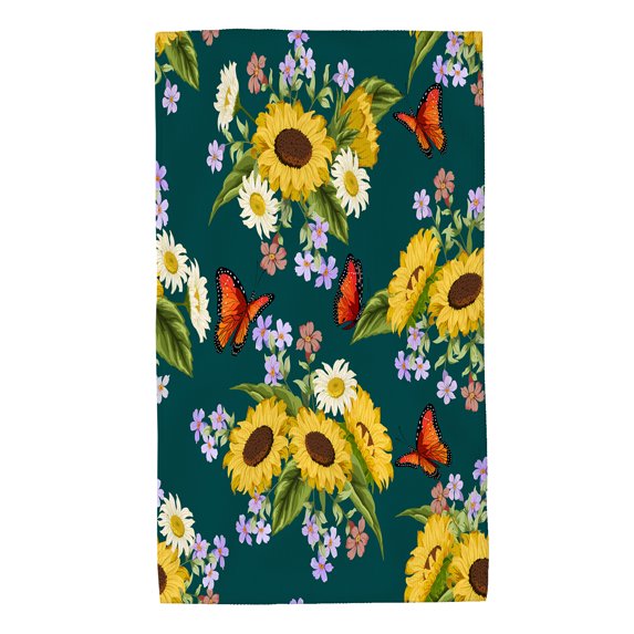 Hand Towel Butterflies Bouquets Of Sunflowers for Bathroom Kitchen Absorbent Soft Home Face Bath Towels 27.5 X 16 Inches