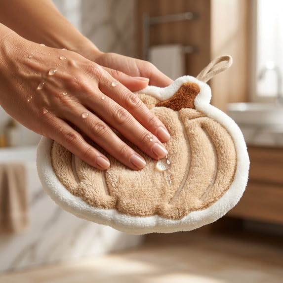 Hand Towel, Fleece Hand Towels with Hanging Loops, Fall Themed Hanging Kitchen Towels — Soft and Super Absorbent, Oven Towels Hanging,for Bath Kitchen Living