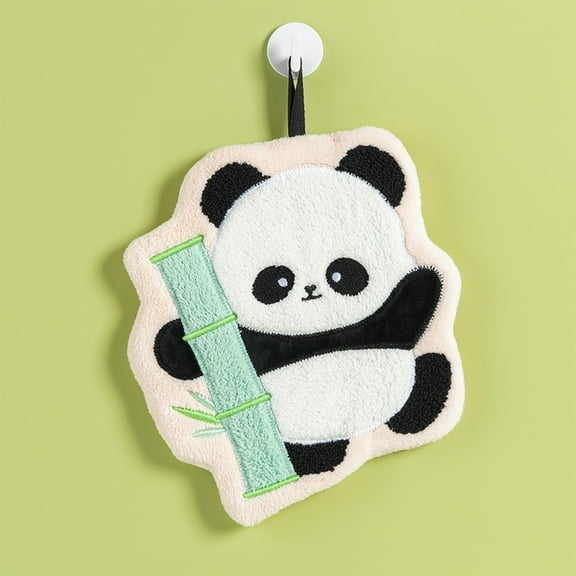 Hand Towel, Gaqring Cute Panda Absorbent Hand Towel, Thickened Fleece Quick Dry Kitchen Cleaning Cloth Machine Washable, Black