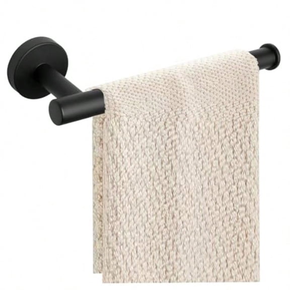 Hand Towel Holder - 9" Modern Design Towel Ring, Thicken Stainless Steel Towel Holder for Bathroom Wall, Contemporary Hand Towel Rack - Matte Black