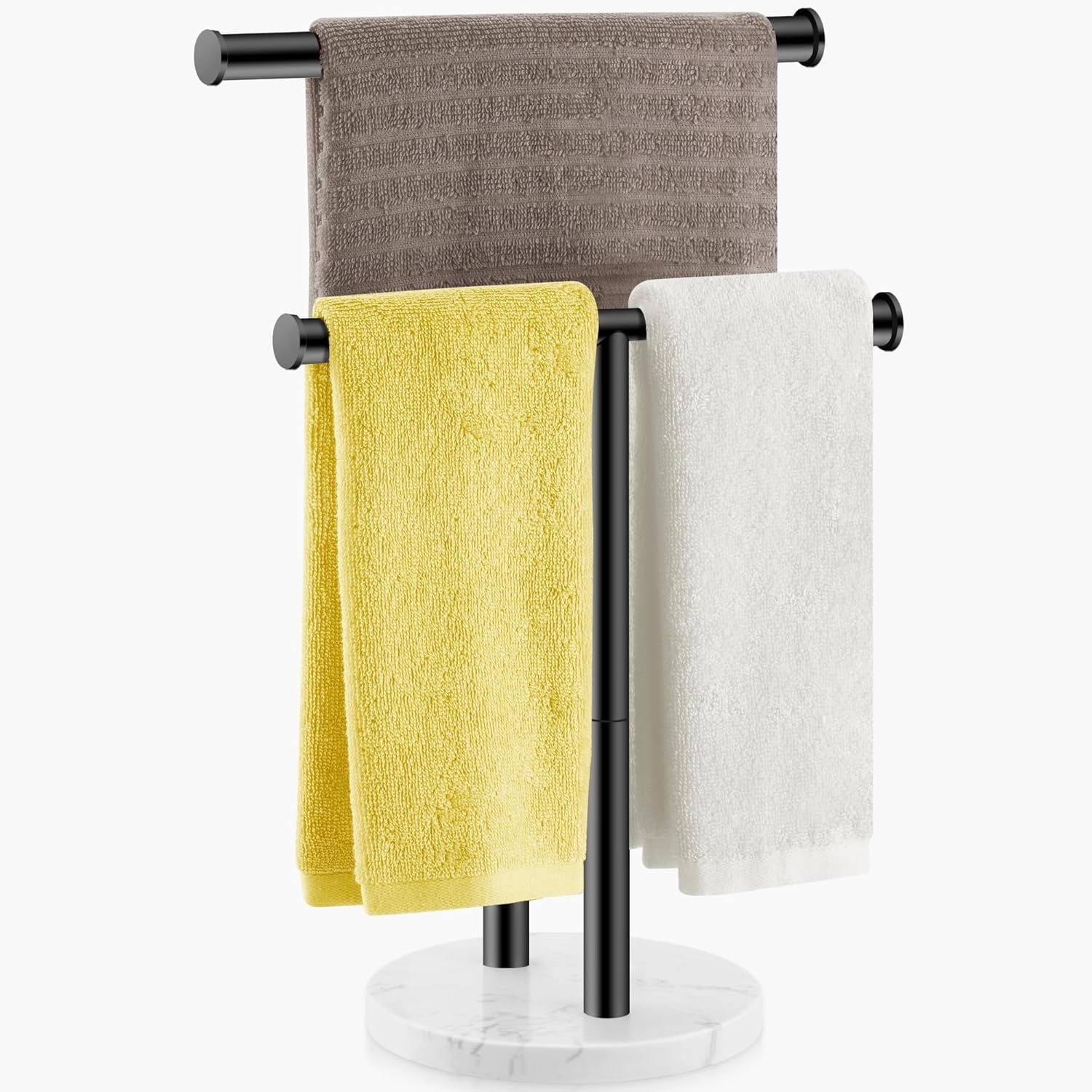 Hand Towel Holder for Bathroom Countertop, 17 Inch Tall T-Shape 2 Tier ...