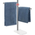 thumbnail image 1 of Hand Towel Holder, F-Shape Hand Towel Stand with Marble Base, Stainless Steel Swivel Hand Towel Rack Bar Standing for Bathroom Kitchen Countertop, 2 Arms (Chrome Finish), 1 of 4