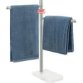 thumbnail image 1 of Hand Towel Holder, F-Shape Stand with Marble Base, Stainless Steel Swivel Rack Standing Bar for Bathroom Kitchen Countertop, 2 Arms (Brushed Nickel), 1 of 4