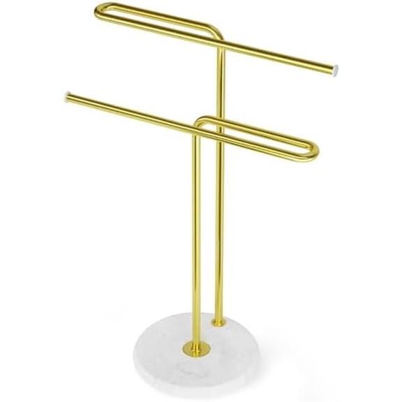 Hand Towel Holder Marble, Double T Hand Towel Stand for Bathroom Counter Gold, 17" Height Free Standing Hand Towel Rack with Heavy Base for Kitchen or Vanity Countertop$$Home Decor, Kitchen, & Other