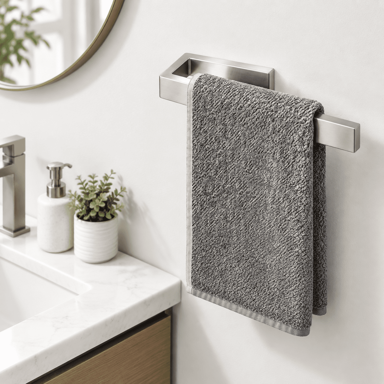Hand Towel Holder Stainless Steel Bathroom Bar Dish Hanger Wall Mount ...