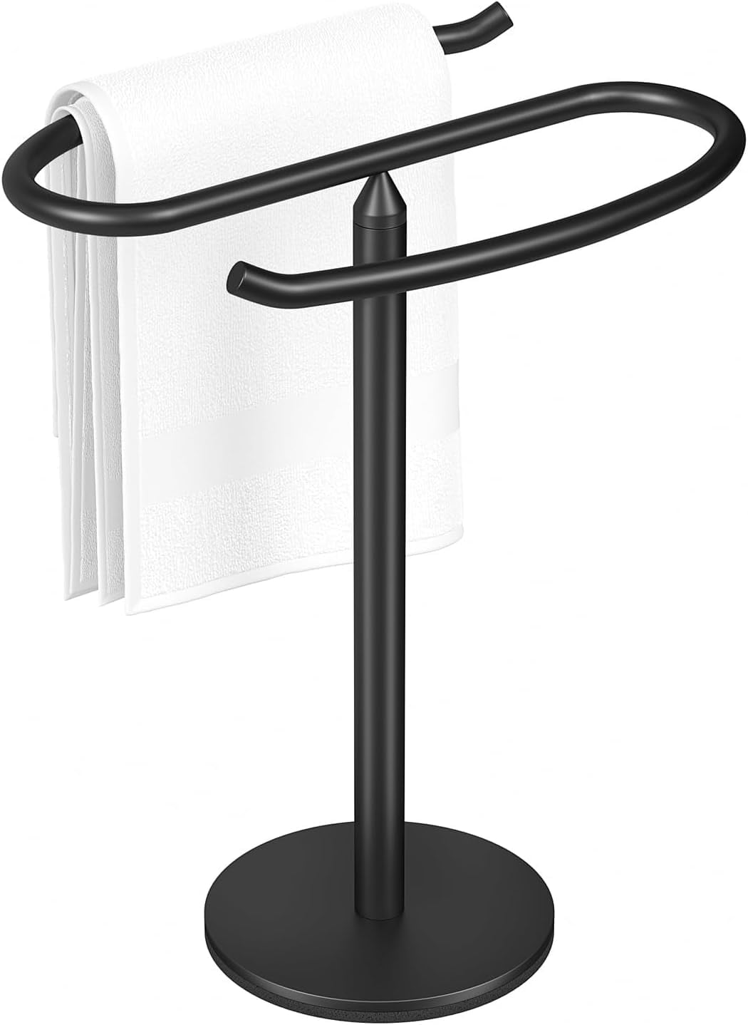 Hand Towel Holder Stand, Matte Black SUS304 Stainless Steel Freestanding Towel Bar Rack Washcloth Holder for Bathroom Kitchen Vani