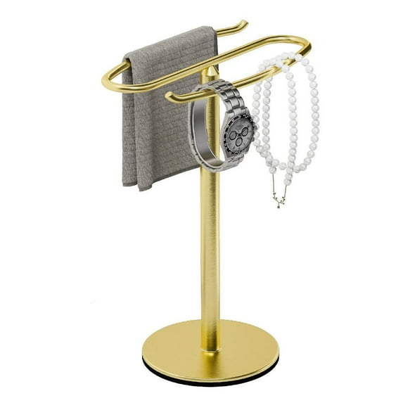 Hand Towel Holder Stand, S-Shape Stainless Steel Free-Standing Rack for Bathroom Countertop, S-Shape Free Standing Towel Bar Holds 2 Towels for Bathroom, Vanity, or Kitchen